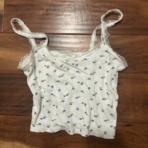 Floral Lace Trim Camisole Top